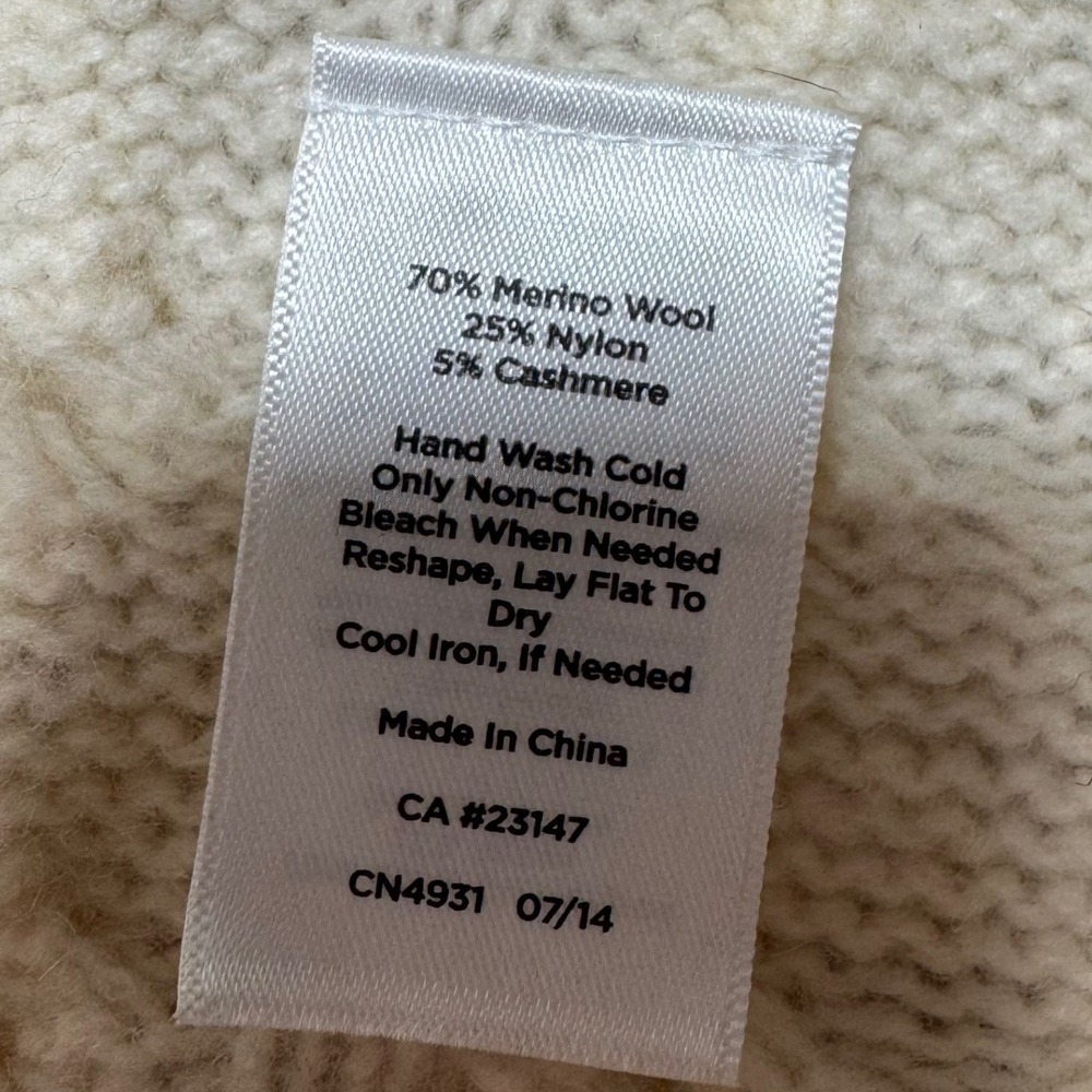 Talbots Petites Cable Knit Open Front Cardigan Women's Small Cream Wool Cashmere - Picture 6 of 9